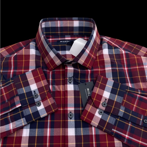 Mizzen+Main Leeward Trim Fit Plaid Button Front Shirt Dark Red Size Small $138 - Picture 4 of 8